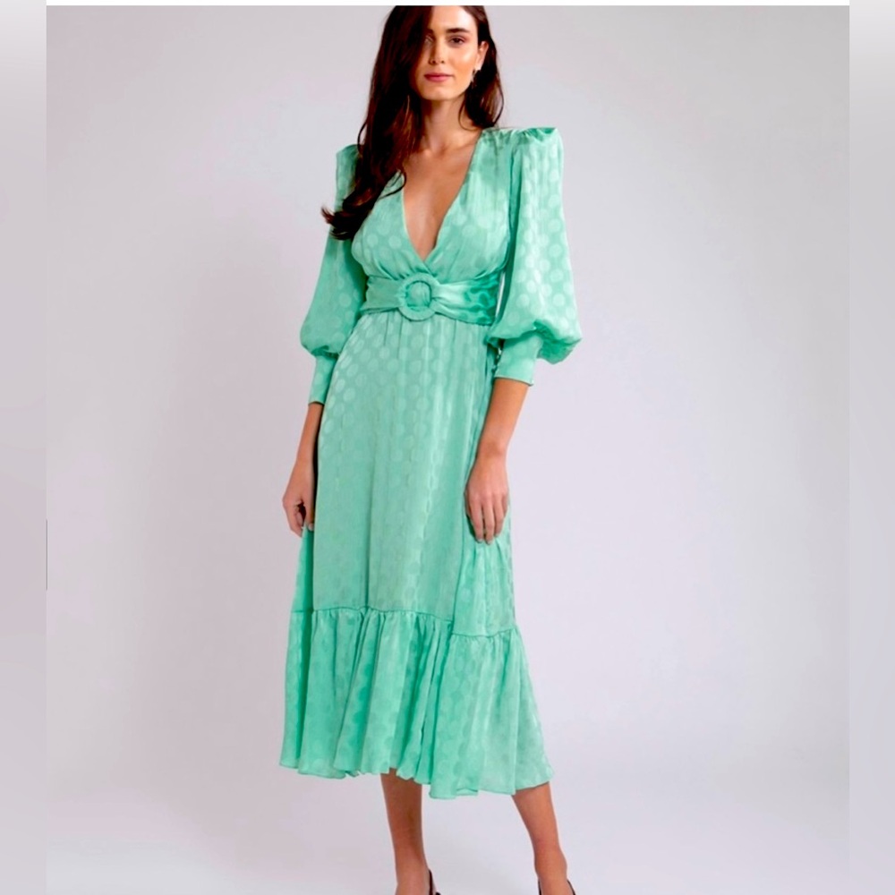 Patbo Stunning Mint Green Satin Midi Dress size 2